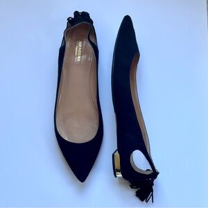 AQUAZZURA Black Suede Pointed Slingback Flats (IT 41)